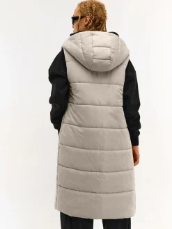 GATE Długa kamizelka z kapturem| Kurtki I Płaszcze·Kamizelki|Kurtki I Płaszcze·Pikowana Kurtka