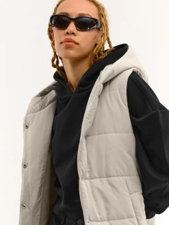 GATE Długa kamizelka z kapturem| Kurtki I Płaszcze·Kamizelki|Kurtki I Płaszcze·Pikowana Kurtka