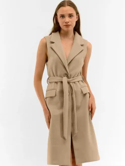 GATE Długa kamizelka z paskiem| Kurtki I Płaszcze·Kamizelki