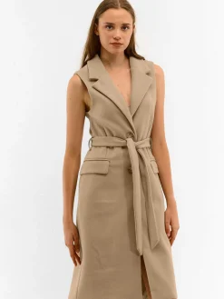 GATE Długa kamizelka z paskiem| Kurtki I Płaszcze·Kamizelki