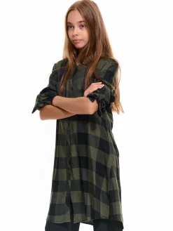 GATE Długa koszula w kratę|Dzieci Dziewczynki·Bluzki I Koszule