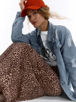 GATE Długa kurtka dżinsowa| Kurtki I Płaszcze·Kurtki Przejściowe