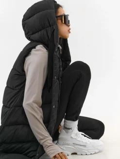 GATE Długa pikowana kamizelka z kapturem| Kurtki I Płaszcze·Kamizelki|Kurtki I Płaszcze·Pikowana Kurtka