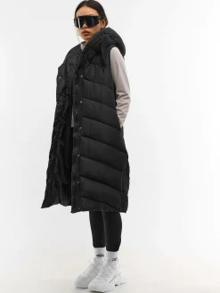 GATE Długa pikowana kamizelka z kapturem| Kurtki I Płaszcze·Kamizelki|Kurtki I Płaszcze·Pikowana Kurtka