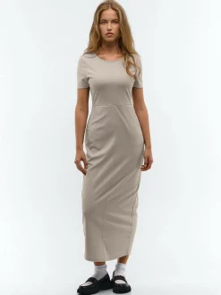 GATE Długa sukienka z krótkim rękawem| Kategorie·Sukienki