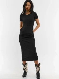 GATE Długa sukienka z krótkim rękawem| Kategorie·Sukienki