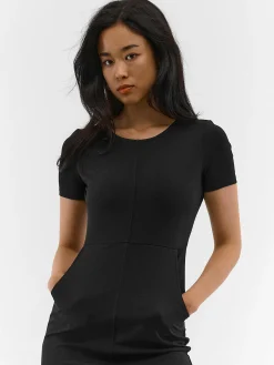 GATE Długa sukienka z krótkim rękawem| Kategorie·Sukienki