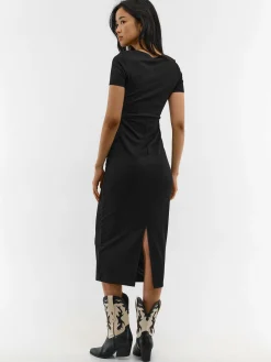 GATE Długa sukienka z krótkim rękawem| Kategorie·Sukienki