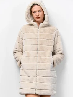 GATE Długi płaszcz wykonany z imitacji futra| Kurtki I Płaszcze·Płaszcze|Kurtki I Płaszcze·Pikowana Kurtka