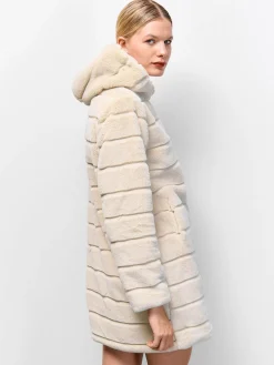 GATE Długi płaszcz wykonany z imitacji futra| Kurtki I Płaszcze·Płaszcze|Kurtki I Płaszcze·Pikowana Kurtka