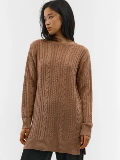 GATE Długi sweter z plecionym wzorem| Swetry I Bluzy·Swetry