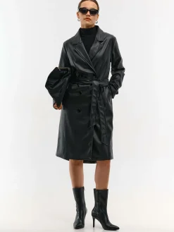 GATE Długi trencz wykonany z imitacji skóry| Kurtki I Płaszcze·Płaszcze|Kurtki I Płaszcze·Trencz