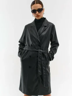 GATE Długi trencz wykonany z imitacji skóry| Kurtki I Płaszcze·Płaszcze|Kurtki I Płaszcze·Trencz