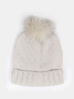 GATE Dzianinowa czapka z pomponem i kryształkami| Akcesoria·Czapki|Kategorie·Czapki ☀️