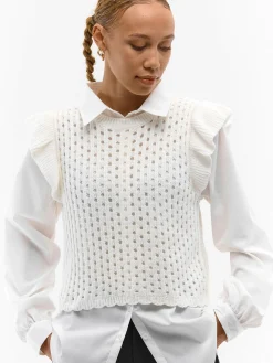 GATE Dzianinowa kamizelka z koszulowymi rękawami| Kategorie·Kamizelki|Koszulki I Topy·Bluzki