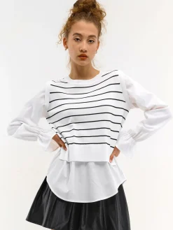 GATE Dzianinowa kamizelka z koszulowymi rękawami| Kategorie·Kamizelki|Swetry I Bluzy·Kamizelki Z Dzianiny