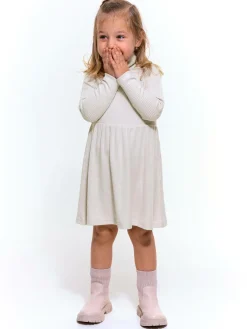 GATE Dzianinowa prążkowana sukienka z golfem|Dzieci Dziewczynki·Sukienki