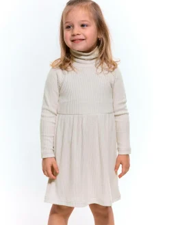 GATE Dzianinowa prążkowana sukienka z golfem|Dzieci Dziewczynki·Sukienki