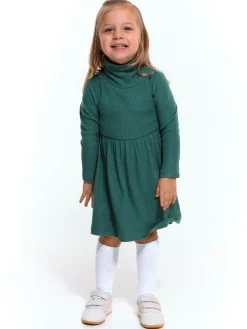 GATE Dzianinowa prążkowana sukienka z golfem|Dzieci Dziewczynki·Sukienki