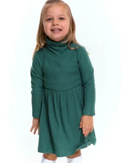 GATE Dzianinowa prążkowana sukienka z golfem|Dzieci Dziewczynki·Sukienki