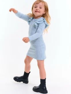 GATE Dzianinowa sukienka dziewczęca z falbankami|Dzieci Dziewczynki·Sukienki