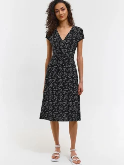 GATE Dzianinowa sukienka w kwiatowy wzór| Kategorie·Sukienki