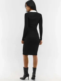 GATE Dzianinowa sukienka z kołnierzykiem| Kategorie·Sukienki