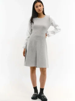 GATE Dzianinowa sukienka z koszulowymi rękawami| Kategorie·Sukienki