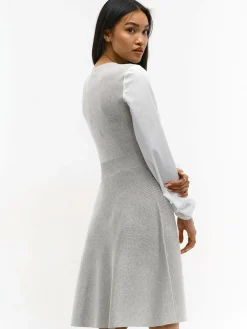 GATE Dzianinowa sukienka z koszulowymi rękawami| Kategorie·Sukienki