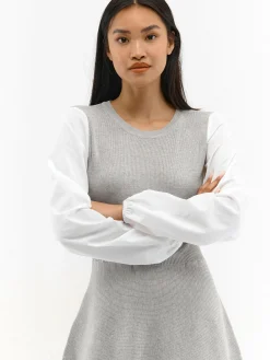 GATE Dzianinowa sukienka z koszulowymi rękawami| Kategorie·Sukienki