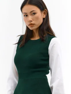 GATE Dzianinowa sukienka z koszulowymi rękawami| Kategorie·Sukienki