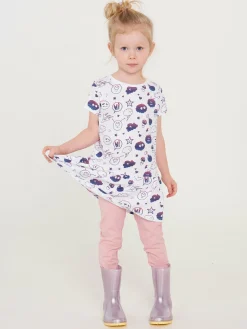 GATE Dziewczęca bawełniana sukienka z nadrukiem i falbanką|Dzieci Baby