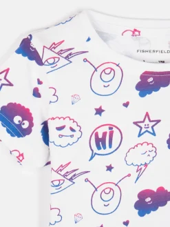 GATE Dziewczęca bawełniana sukienka z nadrukiem i falbanką|Dzieci Baby