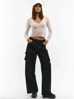 GATE Elastyczna koszulka z dekoltem w kształcie litery V| Koszulki I Topy·Koszulki