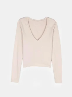 GATE Elastyczna koszulka z dekoltem w kształcie litery V| Koszulki I Topy·Koszulki