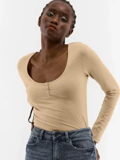 GATE Elastyczna koszulka zapinana na guziki| Koszulki I Topy·Koszulki