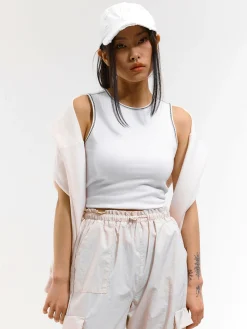 GATE Elastyczny podkoszulek z kontrastową nicią| Koszulki I Topy·Podkoszulki ☀️