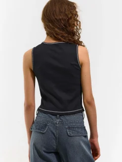 GATE Elastyczny podkoszulek z kontrastową nicią| Koszulki I Topy·Podkoszulki ☀️