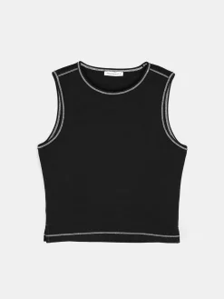 GATE Elastyczny podkoszulek z kontrastową nicią| Koszulki I Topy·Podkoszulki ☀️