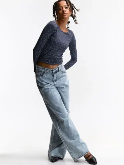 GATE Elastyczny top z kwiatowym nadrukiem| Koszulki I Topy·Topy