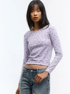 GATE Elastyczny top z kwiatowym nadrukiem| Koszulki I Topy·Topy