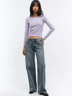 GATE Elastyczny top z kwiatowym nadrukiem| Koszulki I Topy·Topy