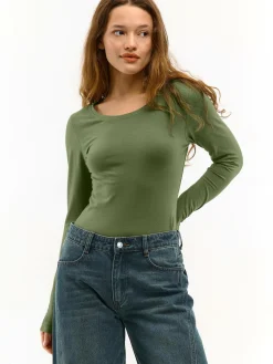 GATE Elastyczny T-shirt z długim rękawem| Koszulki I Topy·Koszulki