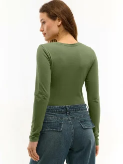 GATE Elastyczny T-shirt z długim rękawem| Koszulki I Topy·Koszulki