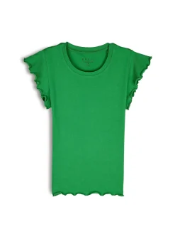 GATE Elastyczny T-shirt z falbankami| Koszulki I Topy·Koszulki