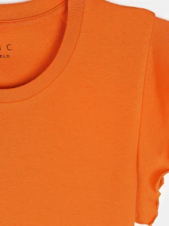 GATE Elastyczny T-shirt z falbankami| Koszulki I Topy·Koszulki