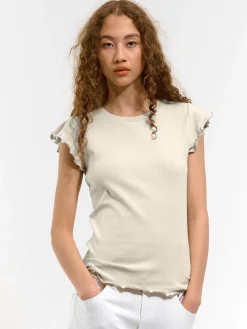 GATE Elastyczny T-shirt z falbankami| Koszulki I Topy·Koszulki