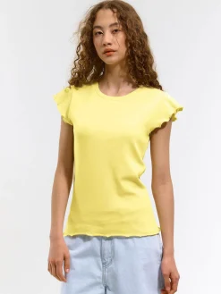 GATE Elastyczny T-shirt z falbankami| Koszulki I Topy·Koszulki