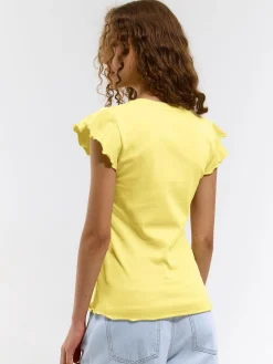 GATE Elastyczny T-shirt z falbankami| Koszulki I Topy·Koszulki