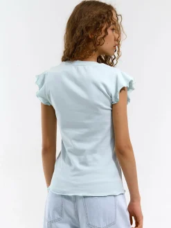 GATE Elastyczny T-shirt z falbankami| Koszulki I Topy·Koszulki